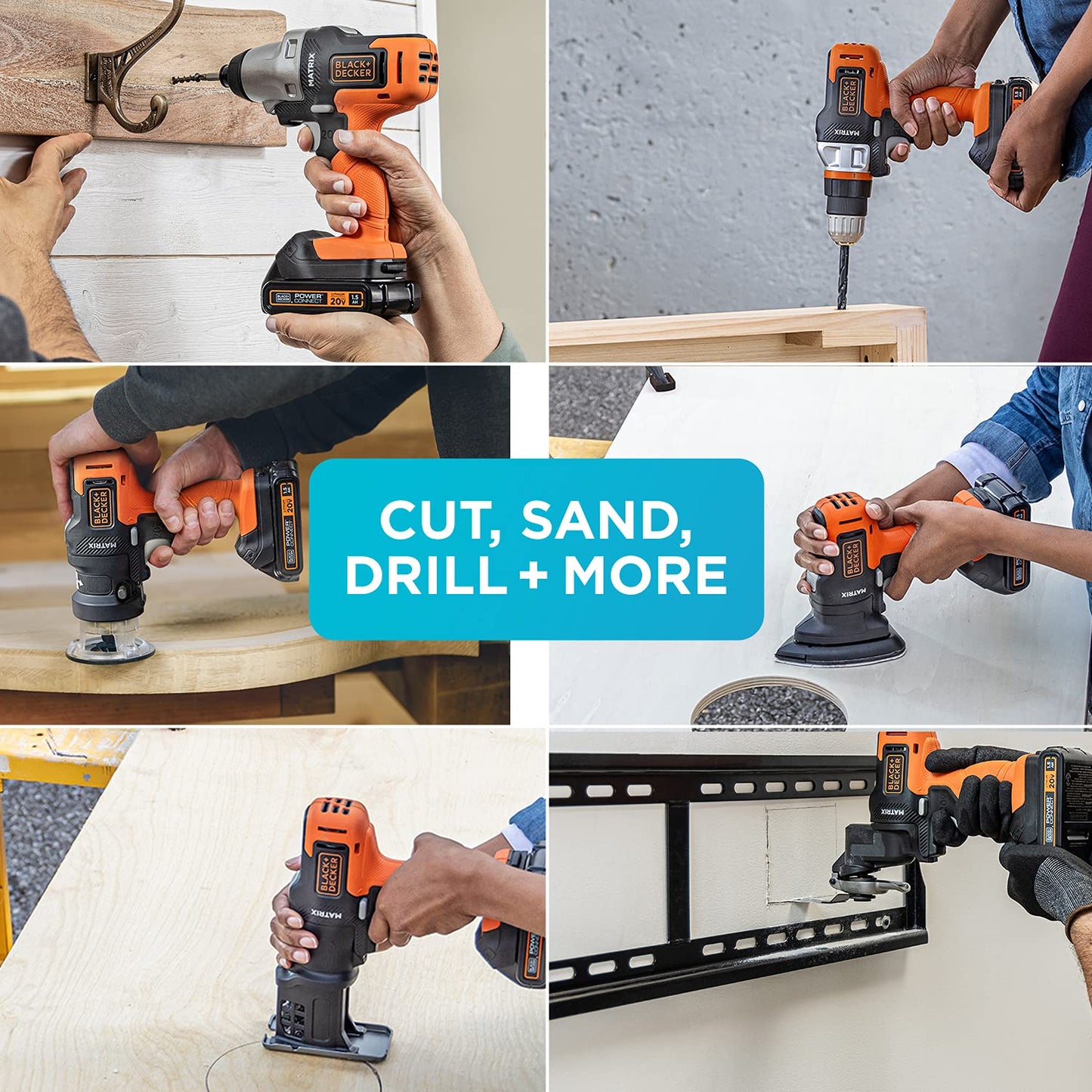 BLACK+DECKER Cordless Drill Combo Kit with Case, 6-Tool with Screwdriver Bit Set, 42-Piece (BDCDMT1206KITC & BDA42SD)