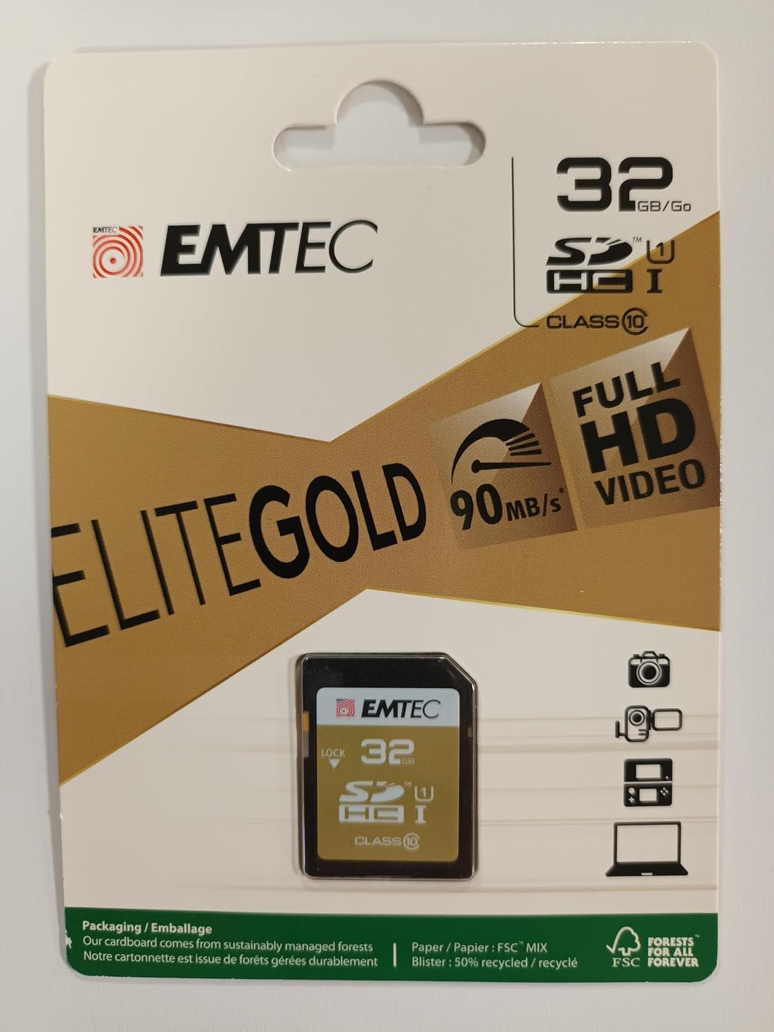 Emtec Class10 U1, 32GB Elite Gold SDHC UHS-I