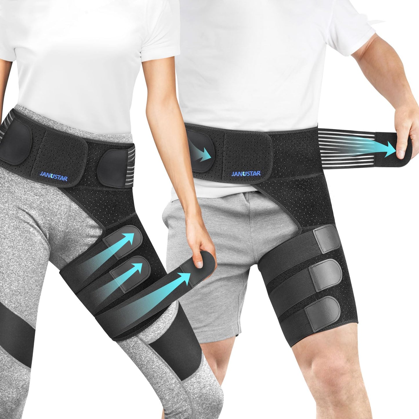 Janustar Sciatica Pain Relief Devices, Hip Brace for Women Men, Thigh, Groin, Hamstring Compression Sleeve