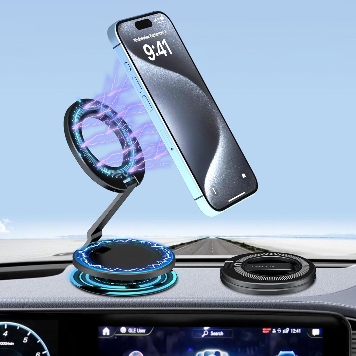 Aioopro [3-sided 4200gf 300 Upgraded Car Phone Holder for Magsafe Strongest Magnetic] Folding Phone Stand for Desk