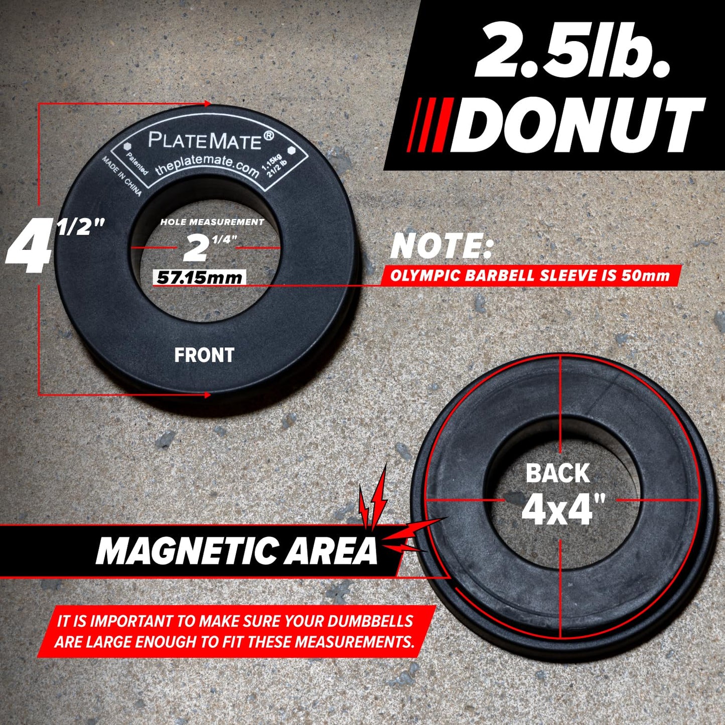 PlateMate Microload Pair 2 1/2 lb. Magnetic Donut Weights