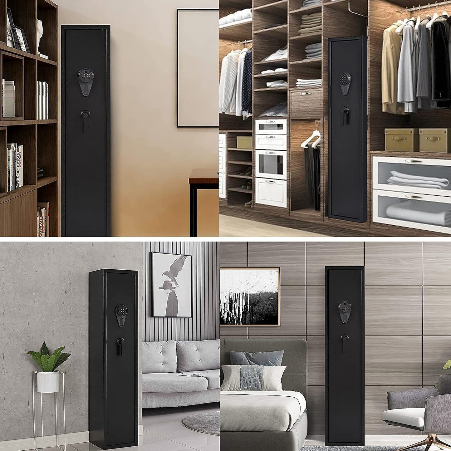 Kaer Gun Safe,Rifle Safe,4-5 Biometric Long Gun Safes for Rifles and Pistols,Gun Cabinet for Rifles and Shotguns with Fingerprint/Digital Keypad/Removable Shelf for Home,Garage,Office