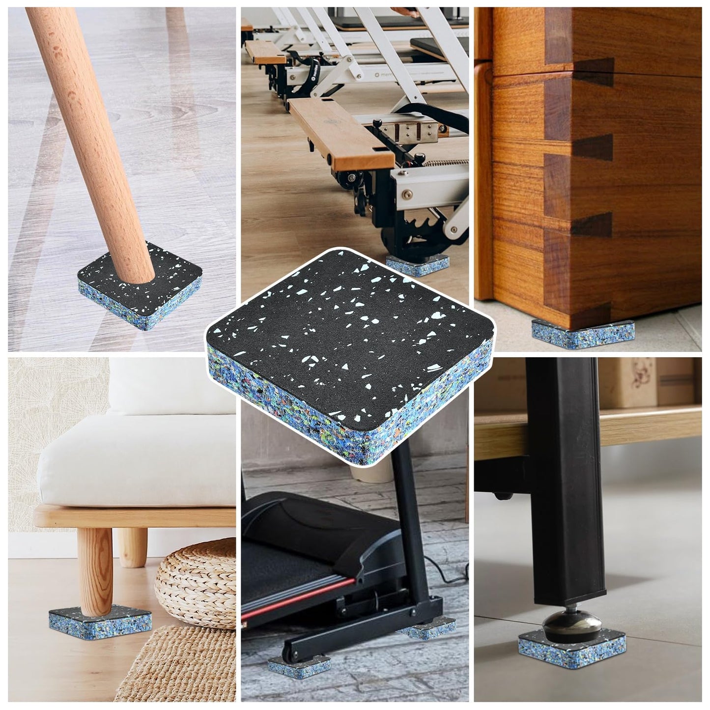 Lainballow 6 Pcs Anti-Vibration Rubber Mat, 4" X 4" X 0.8" Shock Absorbing Treadmill Pads, High Density Mats for Protect Floors, Washer, Dryer, Air Compressor