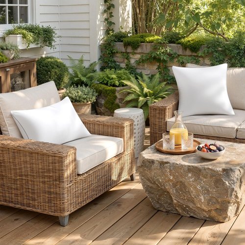 MIULEE Pack of 4 18x18 Outdoor Pillow Inserts, Waterproof Decorative Square Throw Pillow Inserts for Patio Sofa Garden Porch Couch
