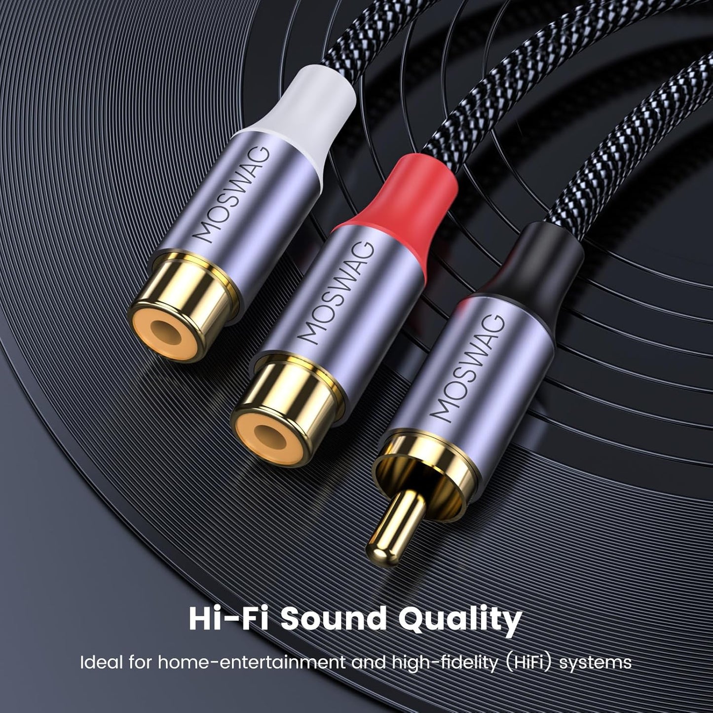 1 2 Consoles(0.65ft/20cm) MOSWAG Male to Female RCA Splitter, RCA Y Splitter Cable Audio Video Splitter Adapter
