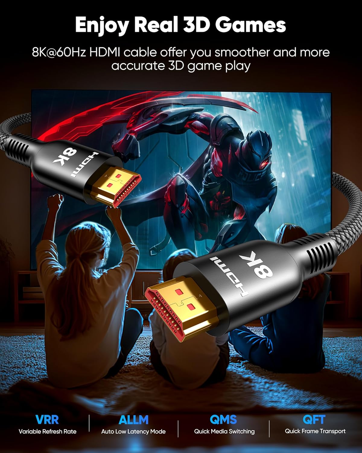 25FT, 8K 4K 2.1 Speed[48Gbps 8K@60Hz 4K@120Hz], 2.2&2.3, 10-Compatible Highwings Long HDMI Cable HDMI Cord Ultra High