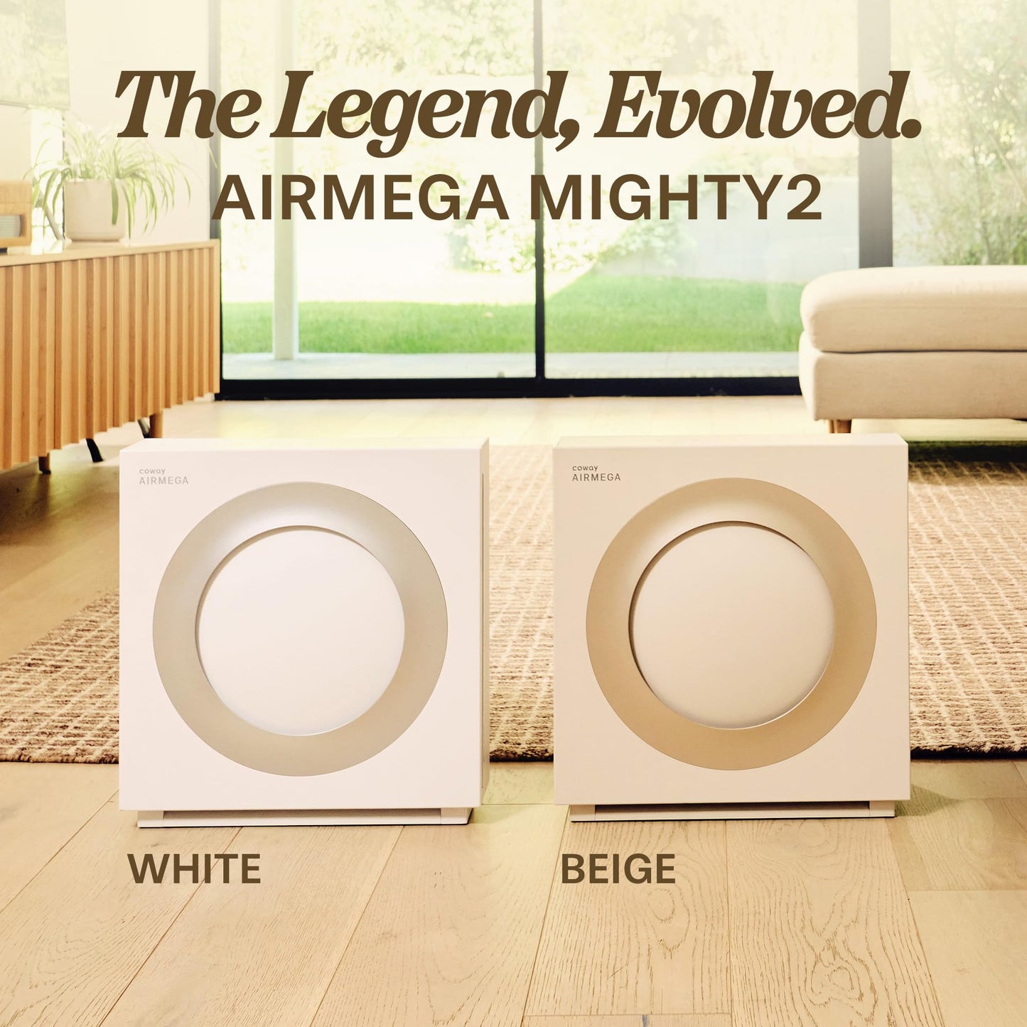 COWAY Airmega Mighty2 Air Purifier, Next Gen of AP-1512HH, for Large Room & Home Cleans up to 1,800 ft², IEST certified HEPA and Active Carbon for Allergies, Smoke, Dust, Pets & Mold, AP-1512N(W)