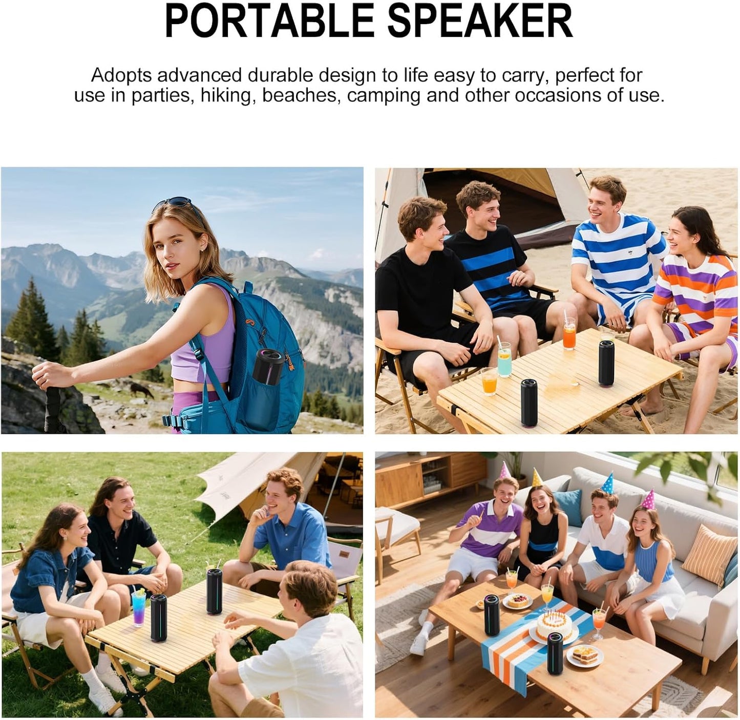 CofunKool 16W 5.4, 3600mAh IPX55 Portable Speaker with RGB Lights, Clear Stereo Loud Sound, AUX Input TF Card Slot
