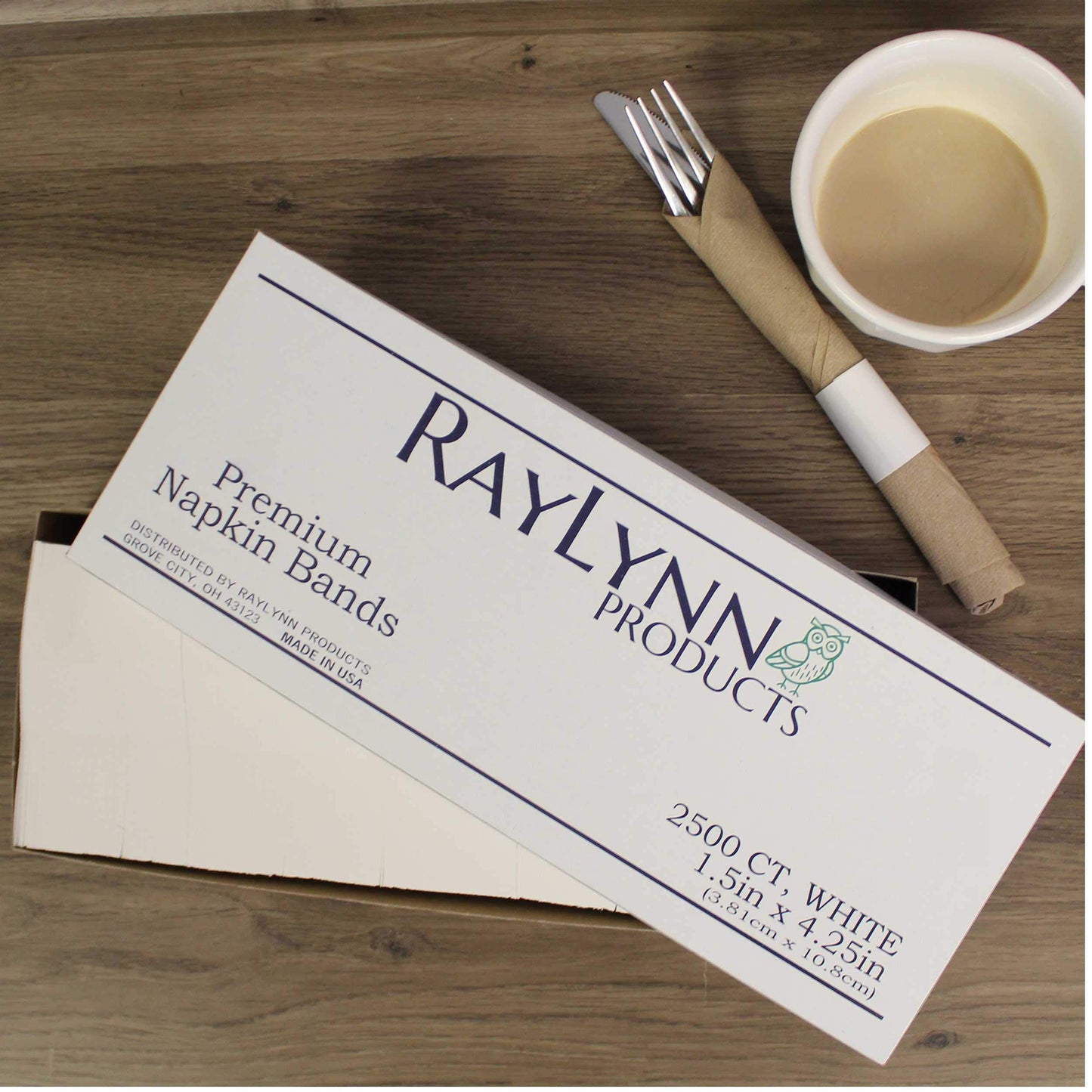 RayLynn Products, Pack of 10,000 White Premium Napkin Bands, Self-Adhesive 1.5" x 4.25"…
