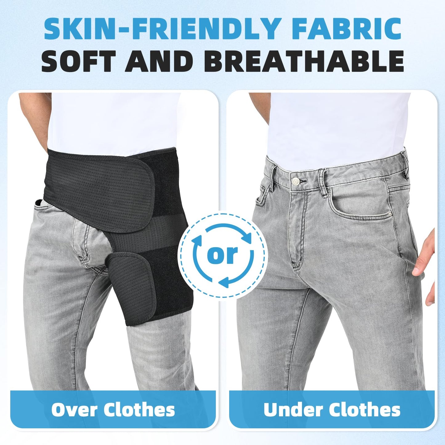 Tenbon Adjustable Hip Brace for Sciatica Pain Relief & Sacroiliac Support - Compression Wrap for Hamstring, Hip Flexor, Groin Injuries, Thigh Stabilizer - SI Joint Belt for Men & Women (M/Left)