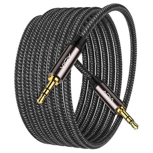 (15 3.5 mm VIOY Aux Cable ft), [Copper Shell, Hi-Fi Sound] Male to Male Braided Auxiliary Cord Compatible