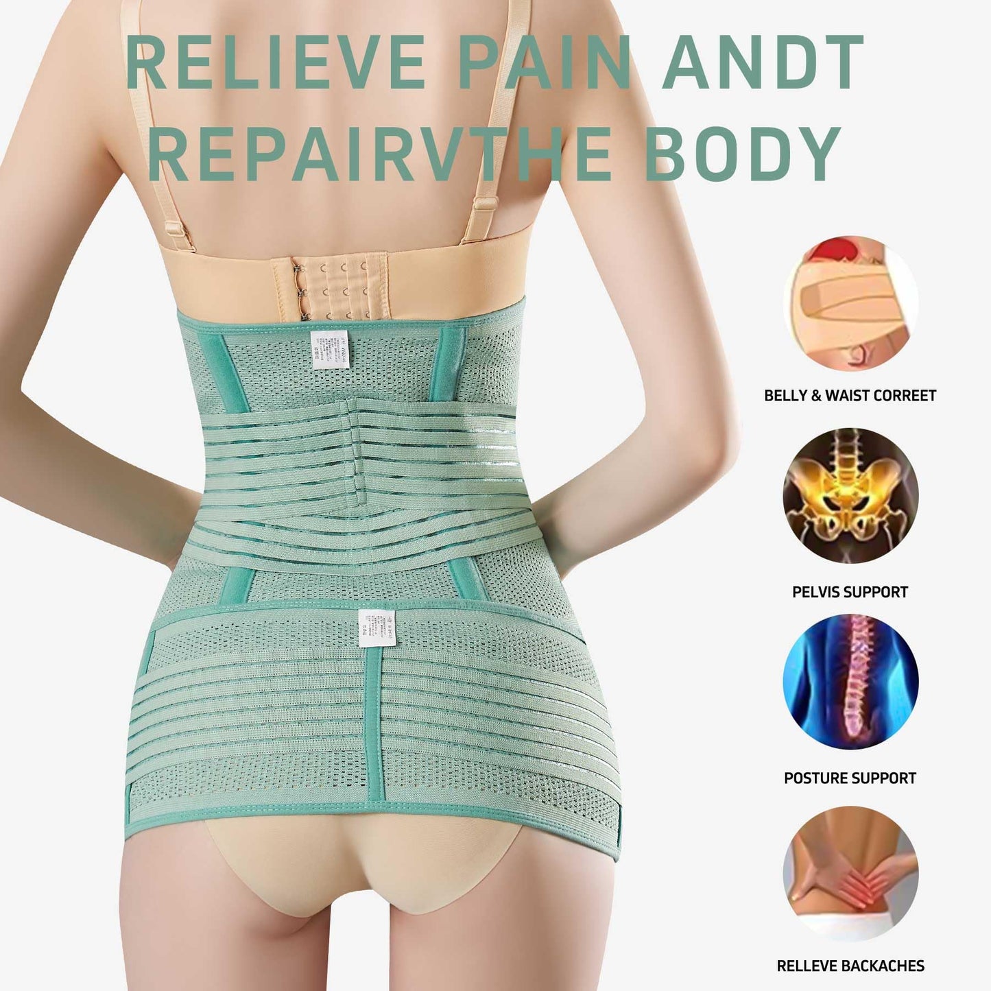 QFE Postpartum Belly Band for Pregnant Women C Section Recovery Must Haves Belly Belt Stomach Binder Abdominal Compression Post Partum Aurgery Momcozy Wraps Support After Birth Wrap Girdle Medium
