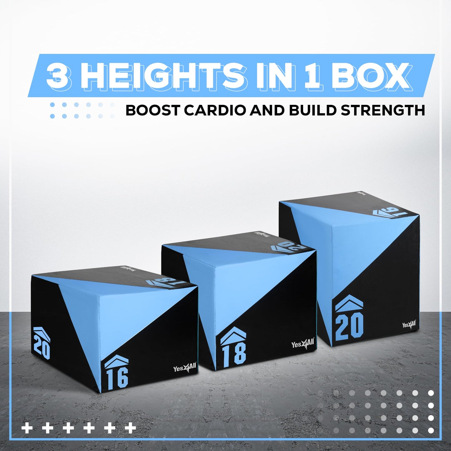 Yes4All 3 in 1 Foam Plyometric Jump Box for Training & Conditioning - Plyo Jump Box for Fitness Workout Exercise, 26.5 lb