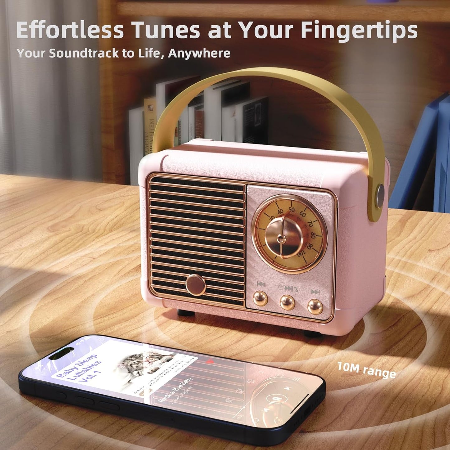 Caulikine Retro Bluetooth Speakers Birthday Gifts for Girls Small Cute Pink Portable Wireless Speaker Gift Ideas