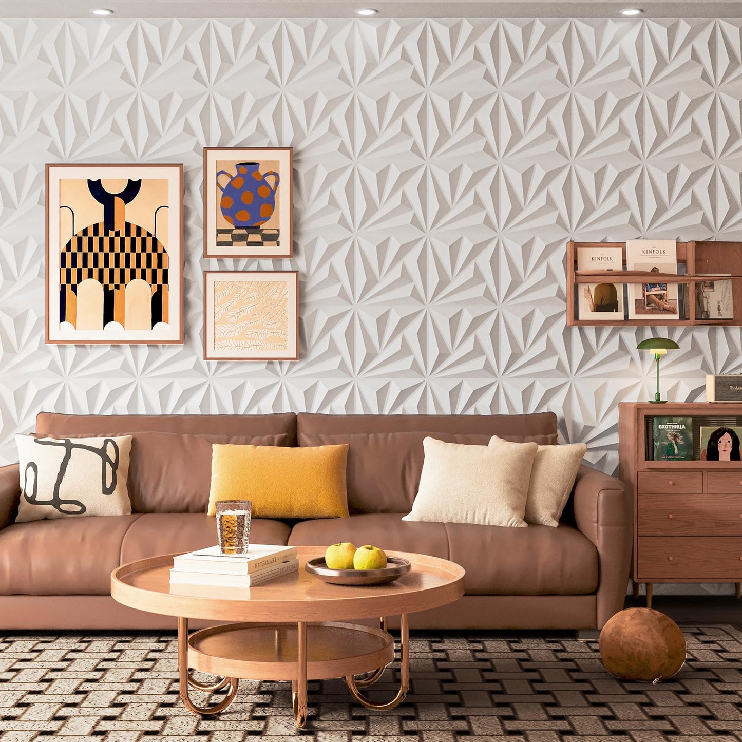 Art3d 20 Pack Decorative 3D Wall Panels, 19 Sq.feet PVC Interior Wall Décor, 11.8"x11.8", White