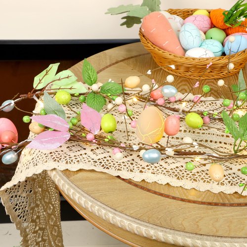 ATDAWN 6 FT Easter Egg Christmas Garland, 2 Pack Battery Operated Eggs Christmas Garland Lights for Easter Holiday Decoration, Spring Home Decoration