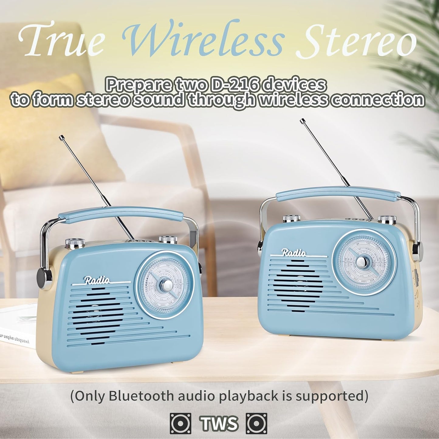 WENPZERAY 4 5W Portable AM FM Shortwave Vintage Radio Multifunctional Bluetooth Speaker Power Options Speaker TWS