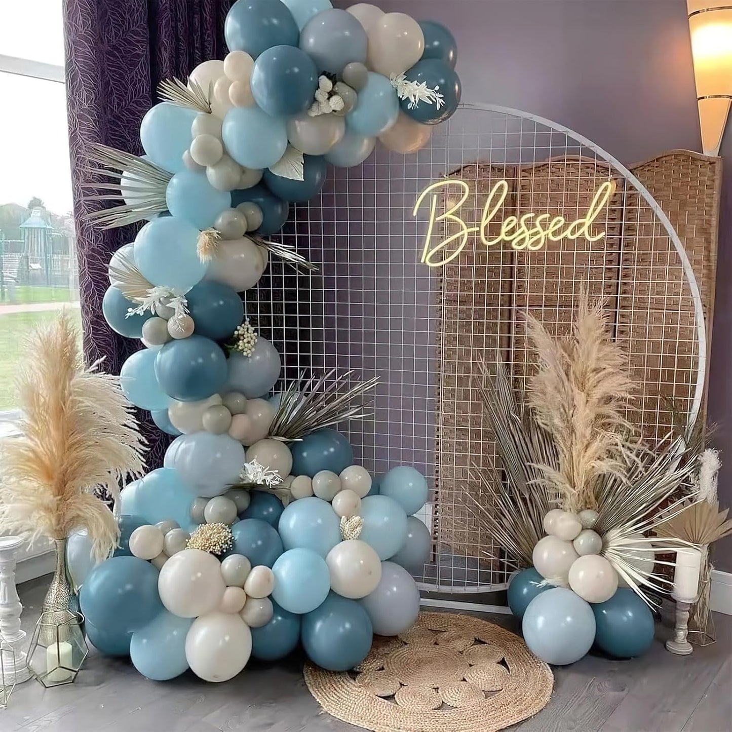 PartyWoo Dusty Blue Balloons - 101pcs 12 Inch Slate Blue Latex Helium Balloons for Celebrations