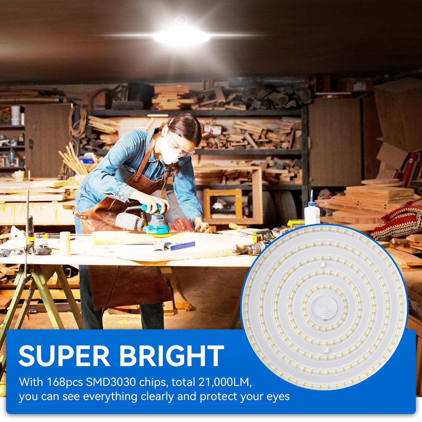 Yihuven 10 Pack UFO Led High Bay Light 150W, 21000lm, 6000K Daylight Plug & Play Lighting for Warehouse, High Bay Led Lights with 5' Cable US Hook, IP65 Waterproof Commercial Light Fixture