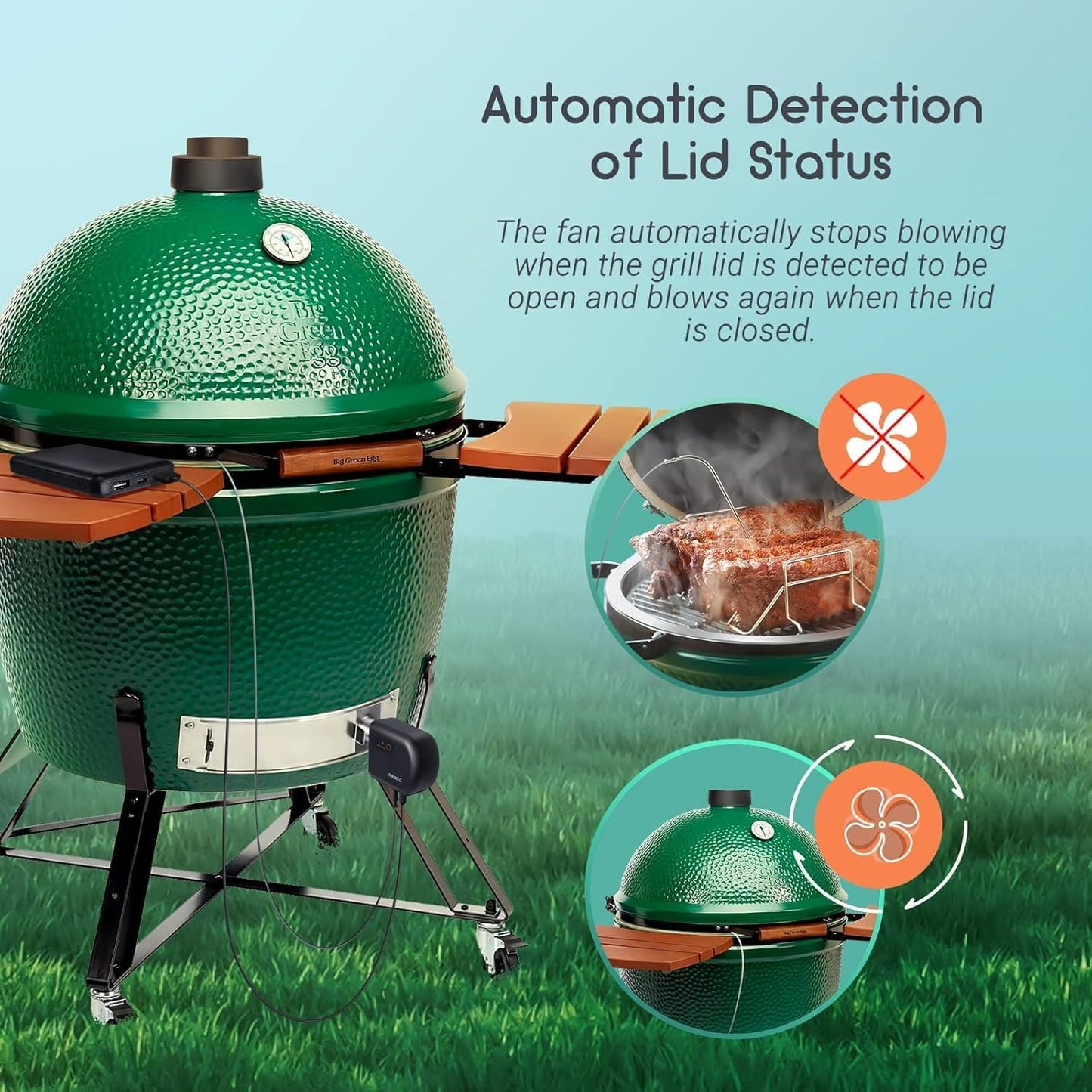 INKBIRD Wi-Fi and Bluetooth BBQ Temperature Controller, Automatic Smoker Fan Thermometer, with 4 Probes for Green Egg, Kamado Joe, Primo, Ceramic Grills, with 2 Size Adapters, Storage Carrying Case