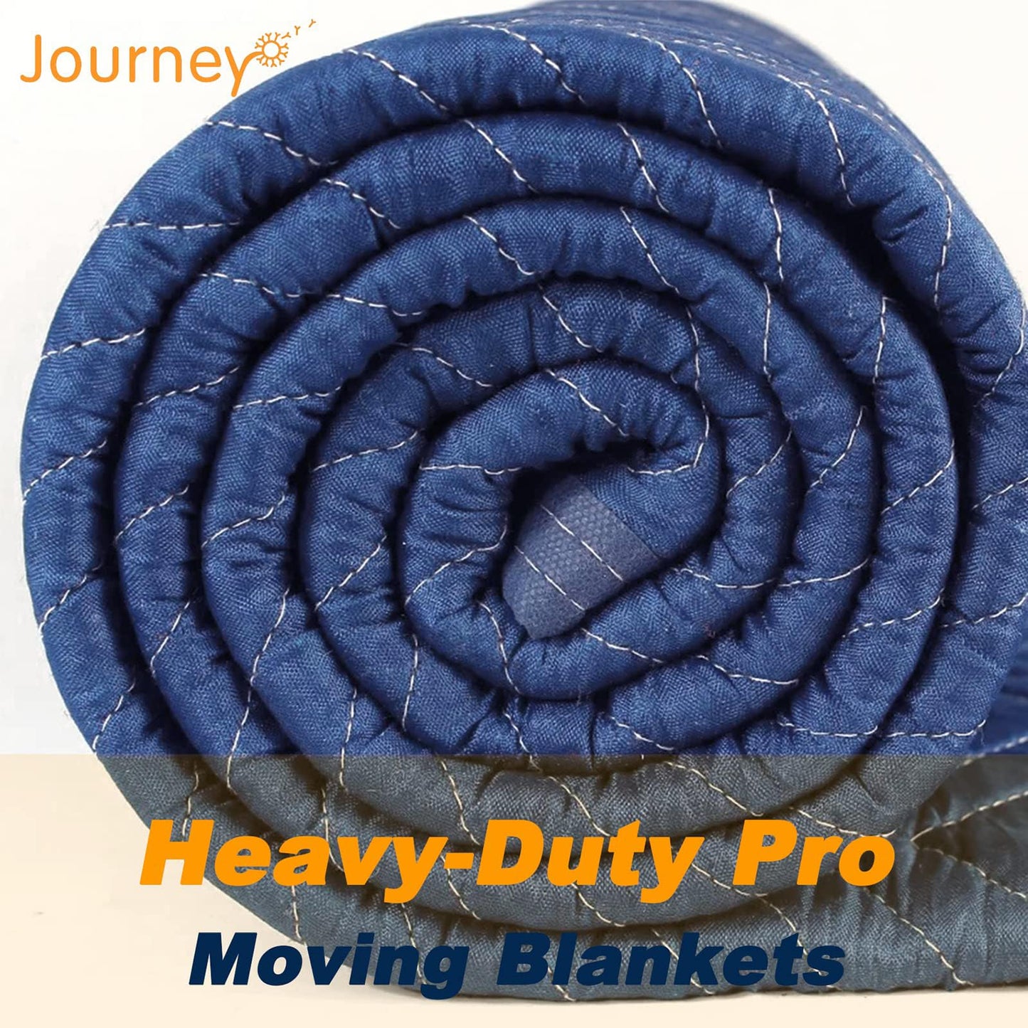 JourneyO Padded Moving & Packing Blankets-Heavy Duty Pro - 80" x 72" (90lb/dz Weight) - Furniture Shipping Pads for Moving and Storage- Blue-6 Pack