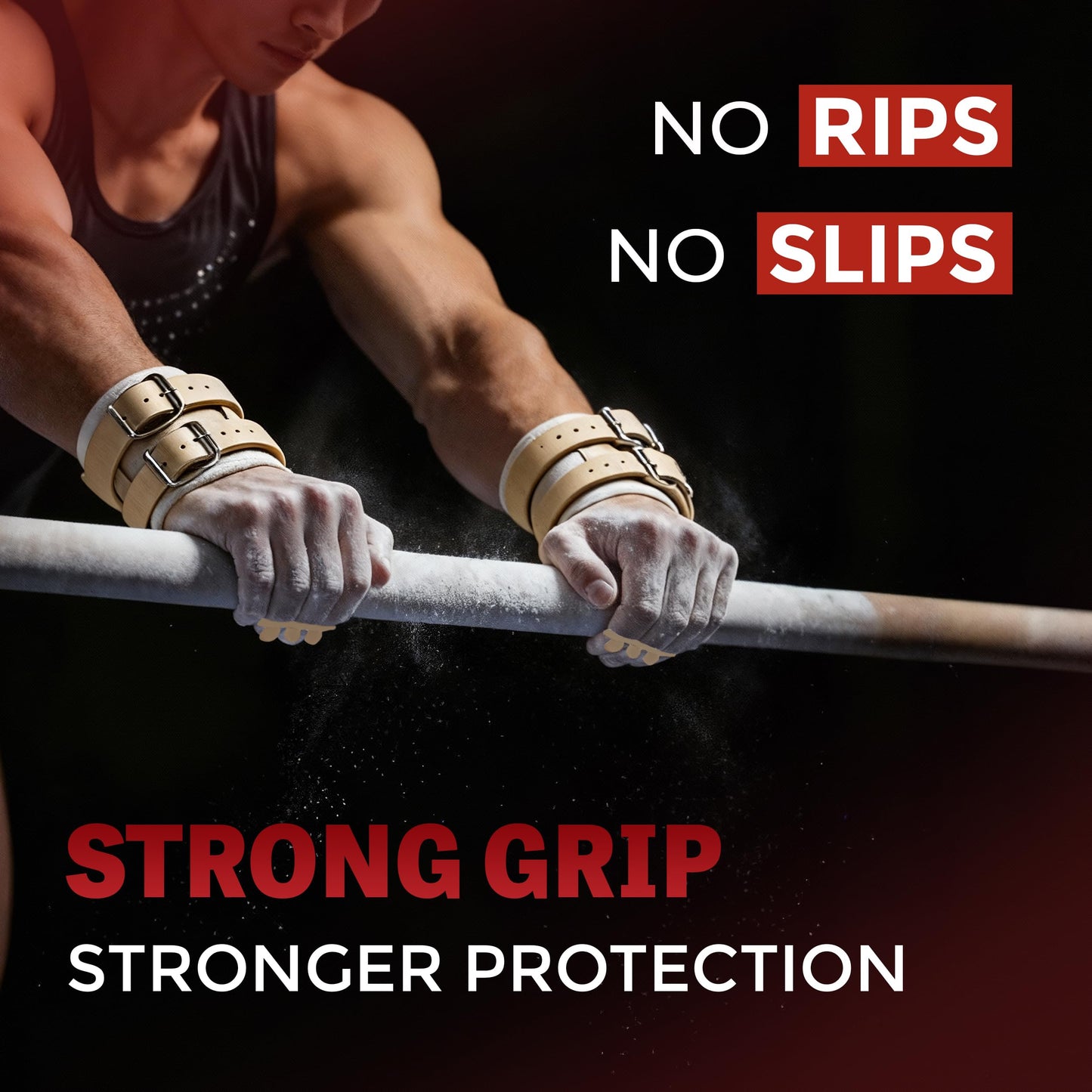 Reisport High Bar Gymnastics Grips for Men - Premium Leather Hand Grips for Gymnastics Bars - Gymnastics Equipment & Accessories for Advanced Gymnasts