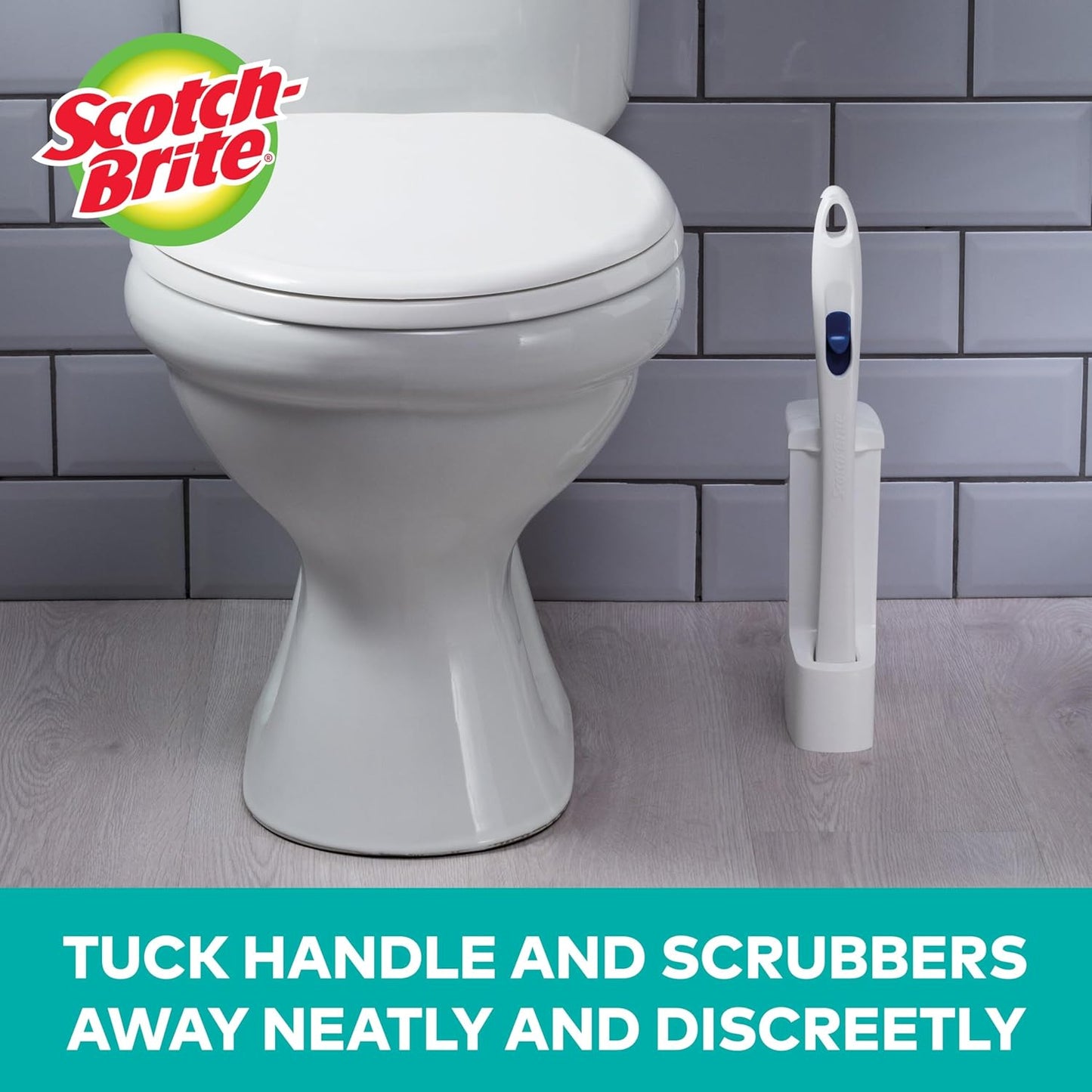 Scotch-Brite Toilet Scrubber Starter Kit - Disposable Refills with Bleach Alternative | Includes 1 Handle & Caddy