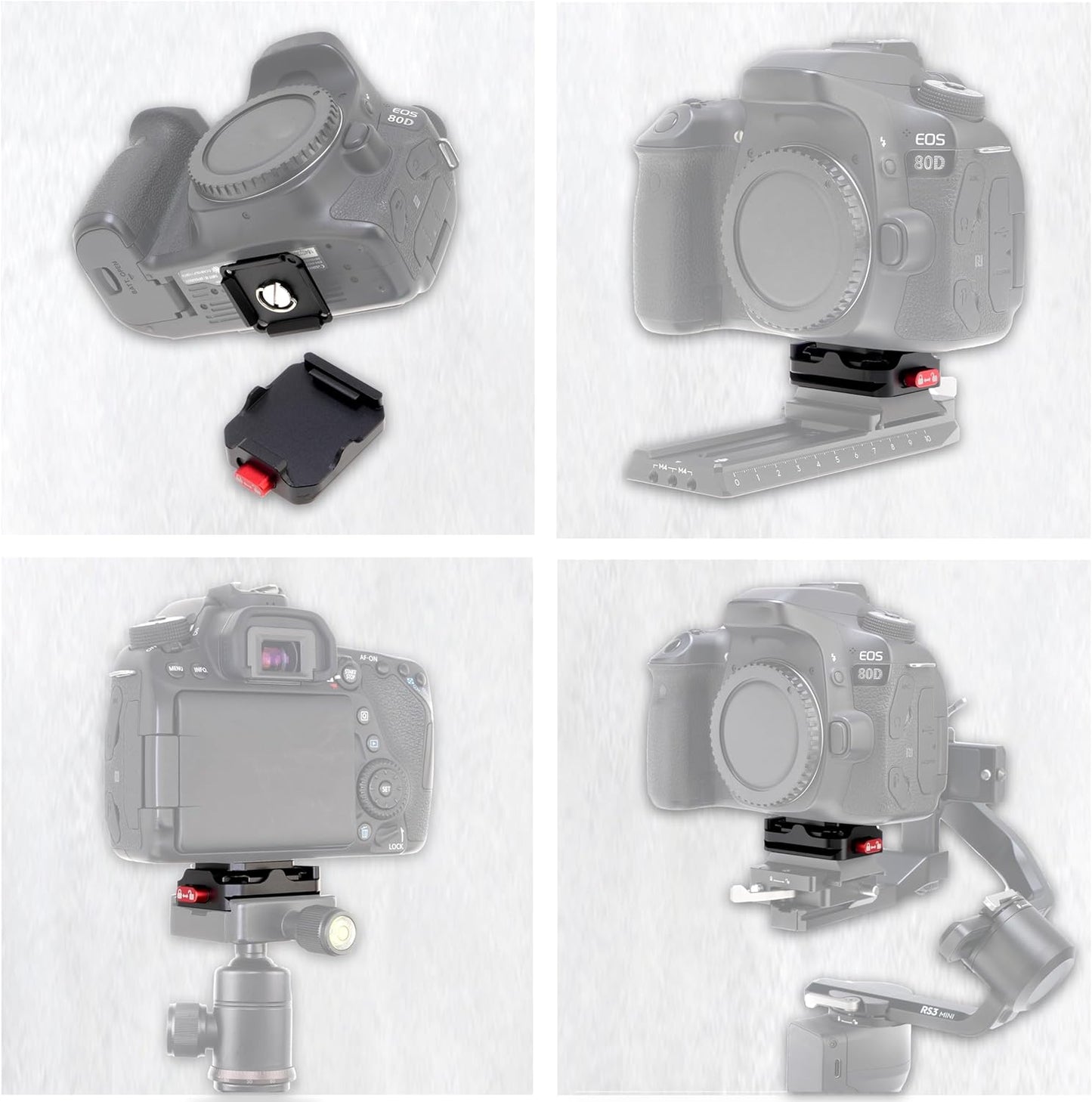 FocusFoto Quick Release Plate Kit, Camera Tripod Mount QR Plate and Rapid Connect Clamp Adapter for DSLR/Mirrorless