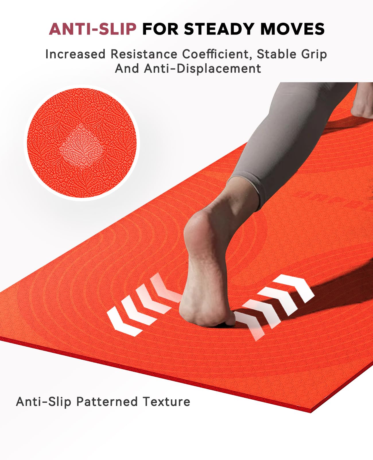 HAPBEAR Extra Large Yoga Mat (84''×30'') - 1/3'' Thick Double-Sided PVC Non-Slip Exercise Mat with High Rebound Cushioning, Dual-Side Usable for Home Gym, Yoga, Pilates & Workouts -Orange