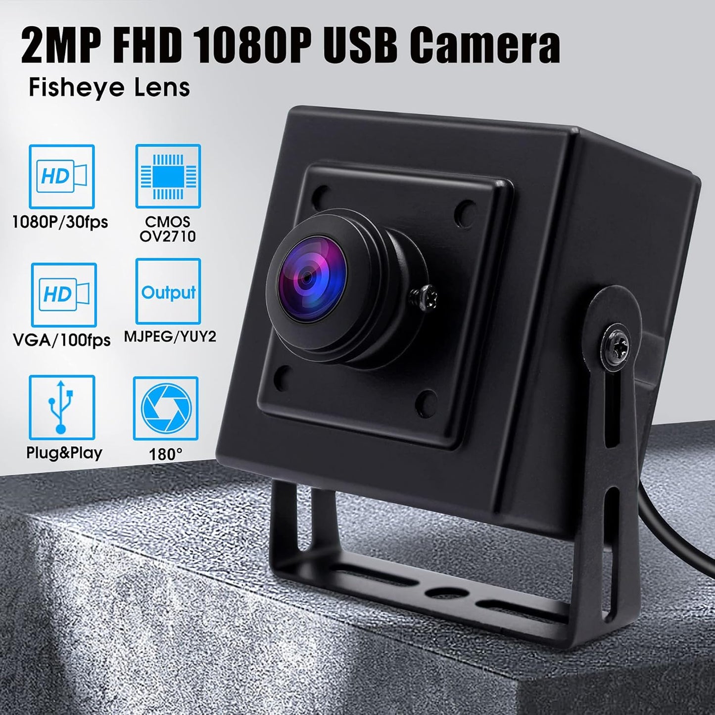 SVPRO 1080P 180 USB PC Webcam Wide Angle Fisheye Degree, High Resolution Industrial USB Camera for HD Security