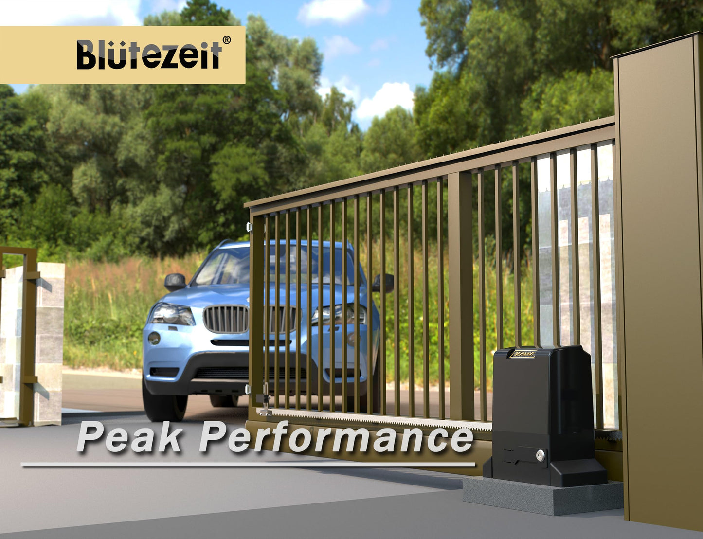 Blütezeit 4000lb WiFi Sliding Gate Opener, Smart App Control 1HP Automatic Slide Gate Motor, Rack-Driven Driveway Gate Operator with 2 Remotes, IR Sensor and Hardware Kit for Gates up to 40ft