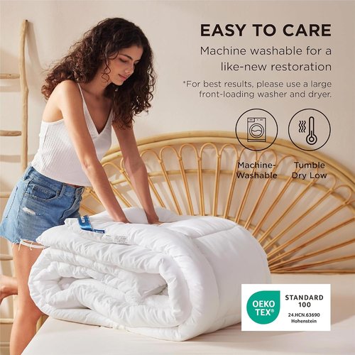 Bedsure Comforter Duvet Insert - All-Season Quilted Full Size Bedding, GentleSoft Down Alternative, White 86 x 82 Inches