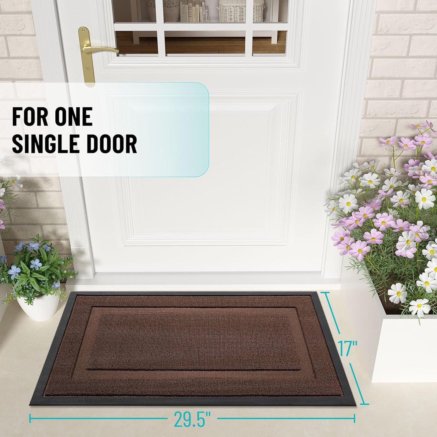 OLANLY Waterproof All-Season Front Door Mat - Sturdy Natural Rubber, Easy Clean | 47x32, Chocolate Brown