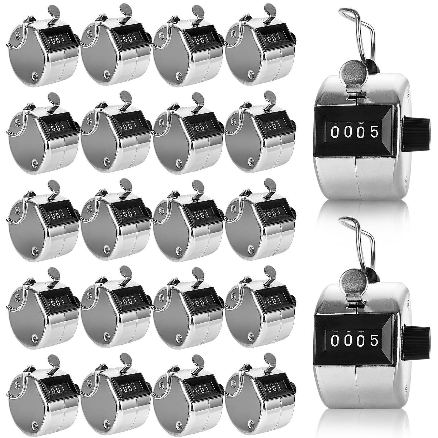 LDHHYH 20 Pack Clicker Counter, Metal Hand Tally Counter Clicker, 4 Digit Mechanical Palm Pitch Counter Clicker for Counting Numbers Golf Sports Events Office Stadium