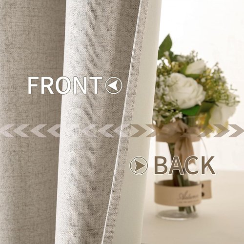 MIULEE 90-Inch Linen Textured Blackout Curtains - Thermal Insulated Grommet Drapes for Bedroom & Living Room | 52 x 90 Inch (2 Panels)