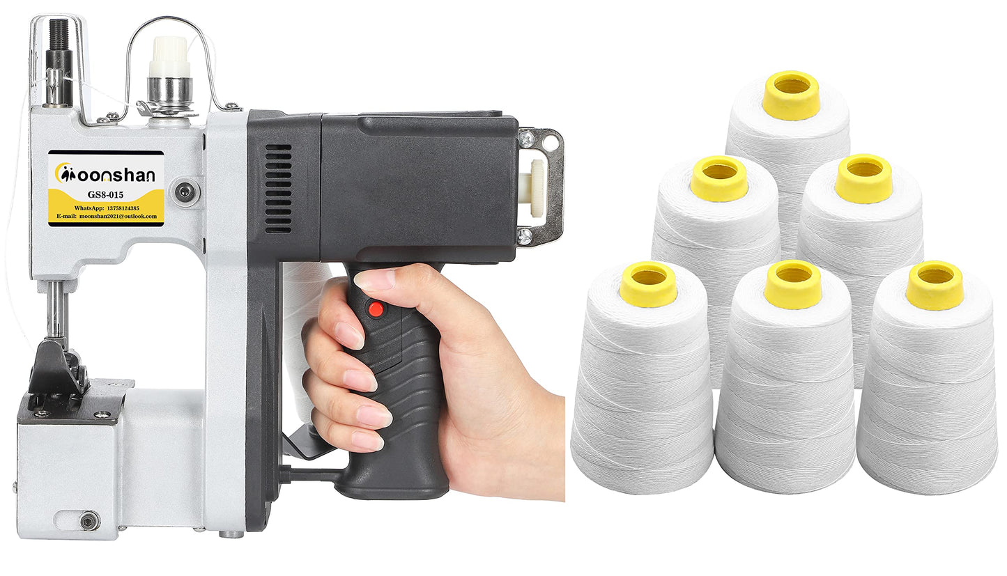 Moonshan Bag Closing Machine + 6 Rolls Heavy Duty Spool Sewing Thread