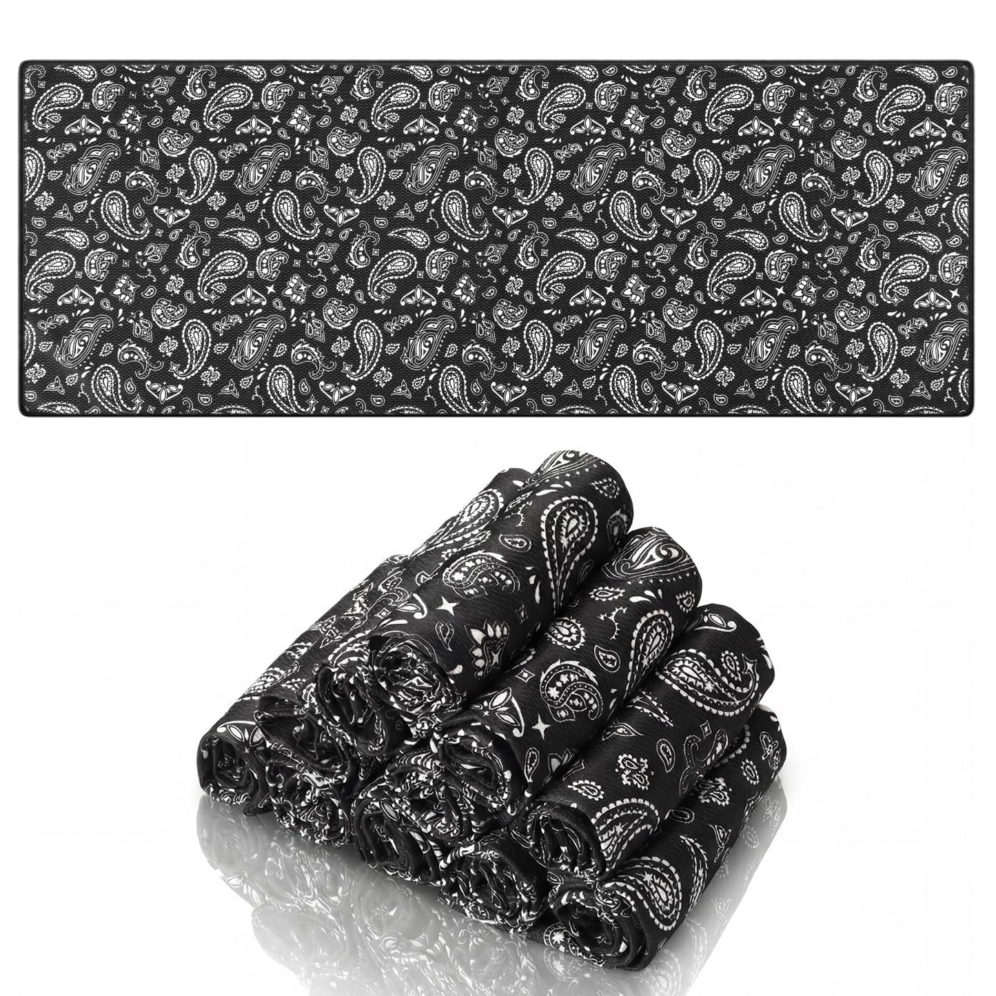 Redbaker 12 Pack Paisley Cooling Towels, 12 x 32 in Breathable Soft Cooling Towels Bulk for Neck and Face Microfiber Ice Rags for Gym Yoga Golf Sport Running (Blue and Black)
