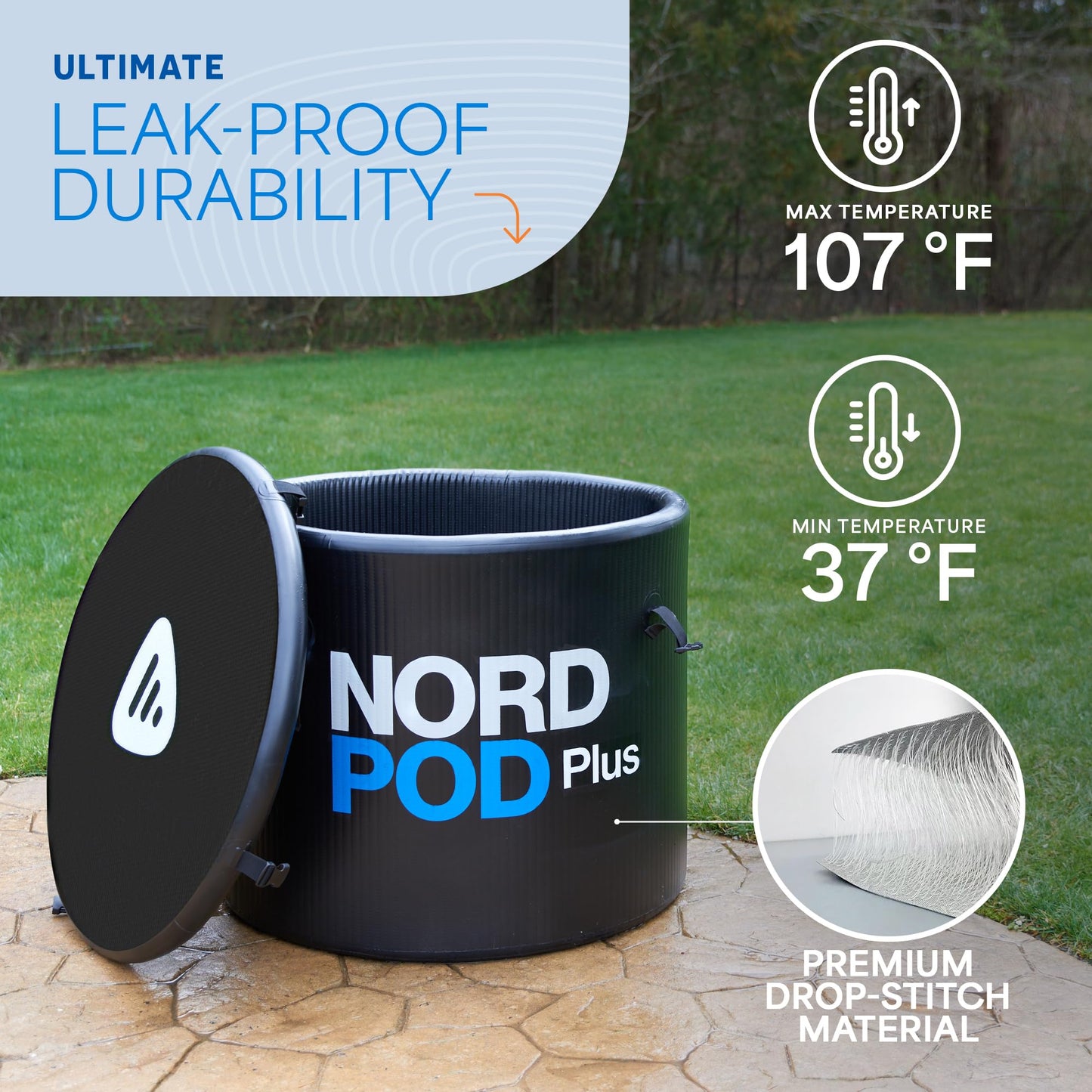 LifePro NordPod Plus Recovery Ice Tub – Portable Cold Plunge Tub with Drop-Stitch Construction – Ice Bath Tub for Athletes – Cold Water Therapy Tub for Ice Bath Recovery with Inflatable Lid & Air Pump