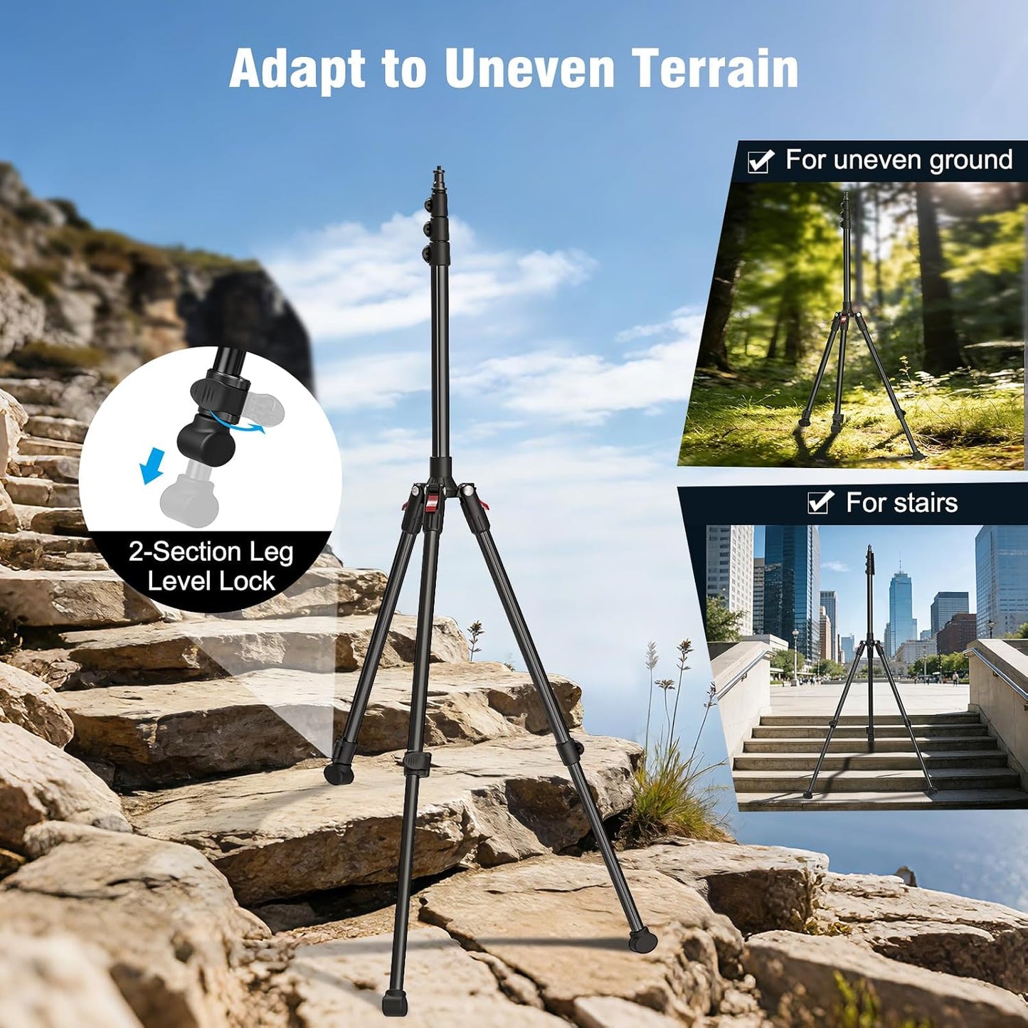JUBOR 17.776.8" 1/4" 6.6lb, Photography Light Stand, Adjustable Aluminum Tripod Light Stands with Thread, Max Load