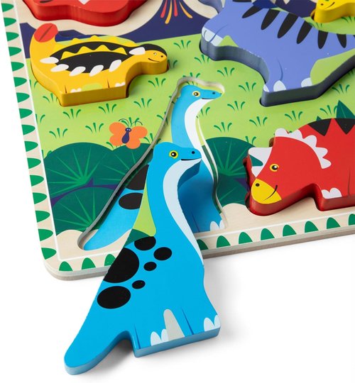 Melissa & Doug Dinosaur Wooden Chunky Puzzle - 7 Pieces | Eco-Friendly FSC Certified