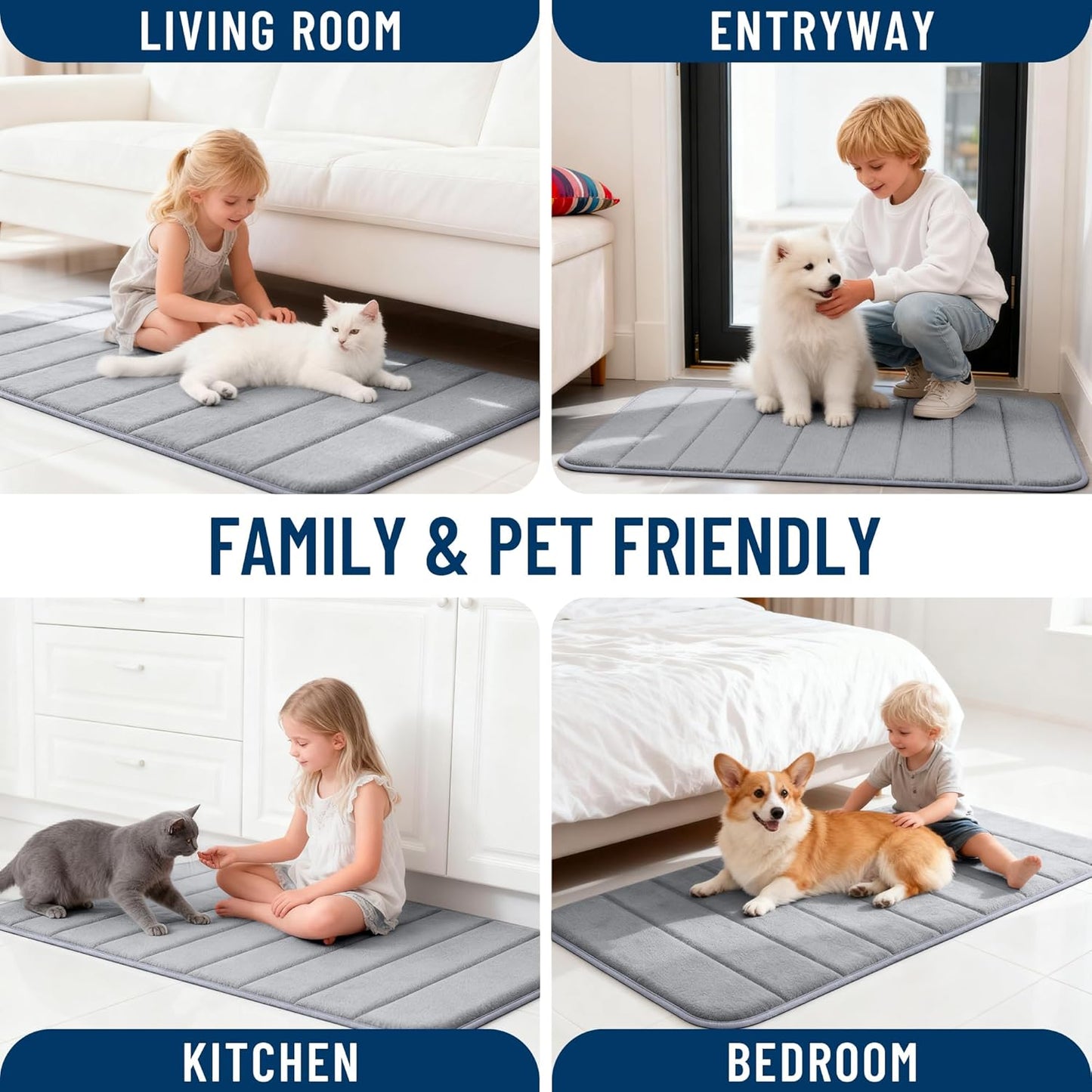 OLANLY Memory Foam Bath Mat - Super Soft & Absorbent | Quick Dry, Machine Washable, 30x20 in Grey