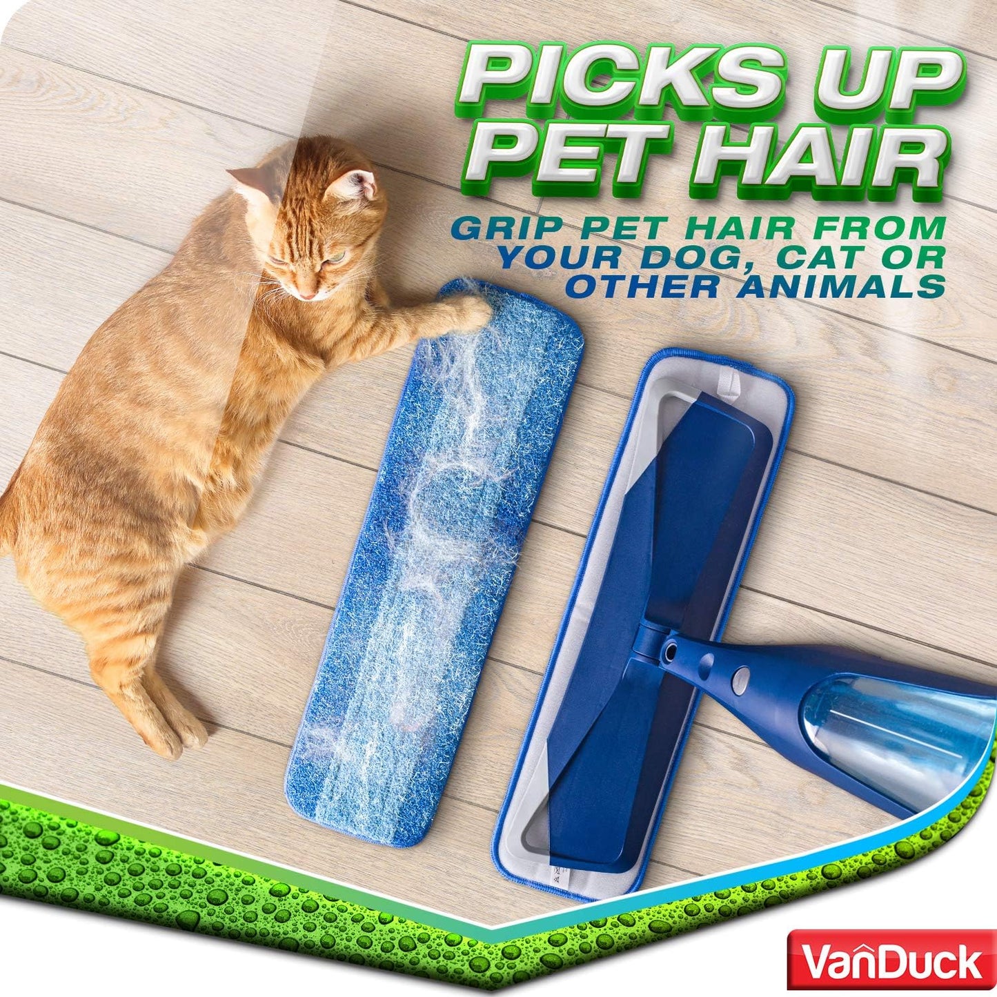 VanDuck Microfiber Mop Pads - Compatible with Bona Mop, 18 Inch, 3 Pack for Hardwood Floors