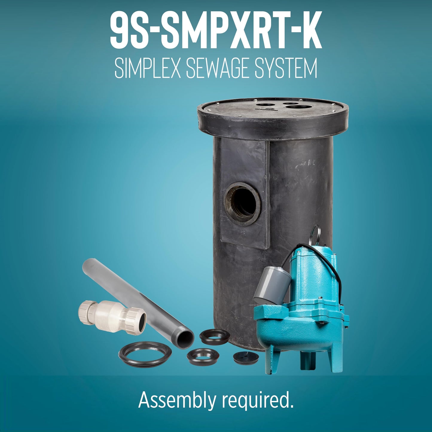Little Giant 9S-SMPXRT-K 4/10 HP, 115-Volt, 6000 GPH Pre-Packaged Simplex Sewage Basin/Pump System - Assembly Required, Black/Blue, 509074