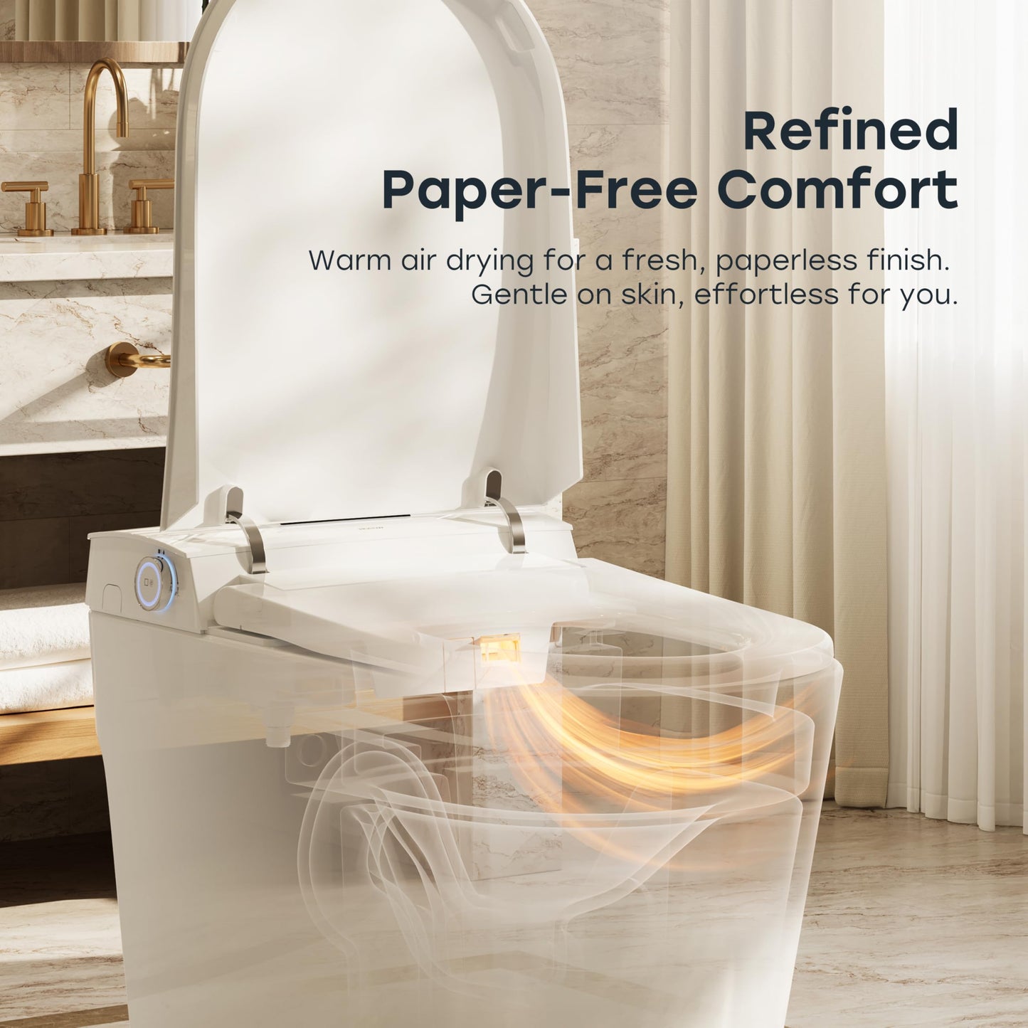 HOROW T39 Luxury Smart Toilet with Bidet, Modern Elongated Toilet for Bathroom Remodel, ADA Bidet Toilet with Anti-Splatter Foam Shield, Smart Display, Heated Seat & Instant Warm Water, Night Light