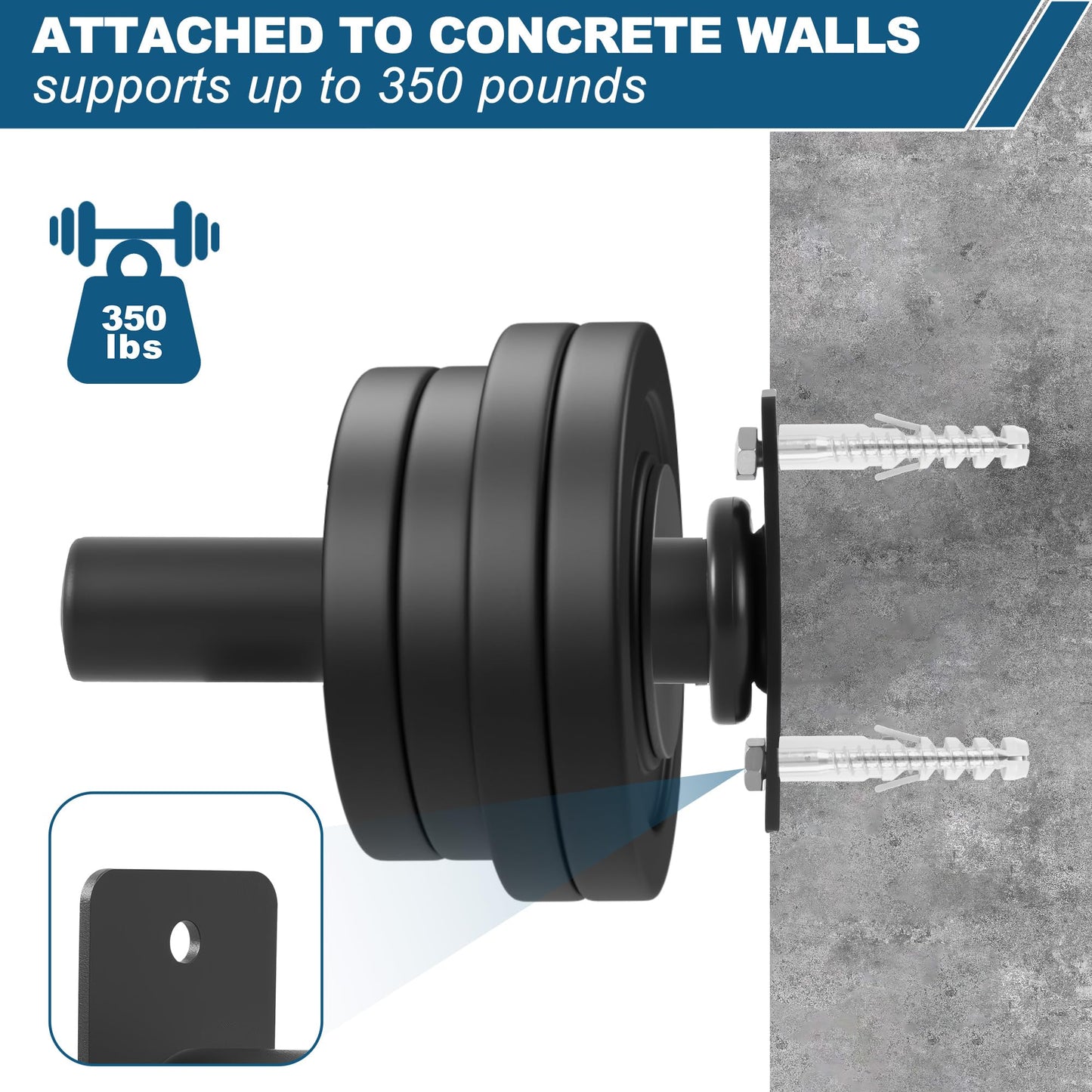 XARIWOD Wall Mounted Weight Plate Holder for 2" Olympic Plates - Heavy Duty Weight Plate Rack, 300 lbs Capacity, Home Gym Storage Organizer with Mounting Hardware (4 Pack)
