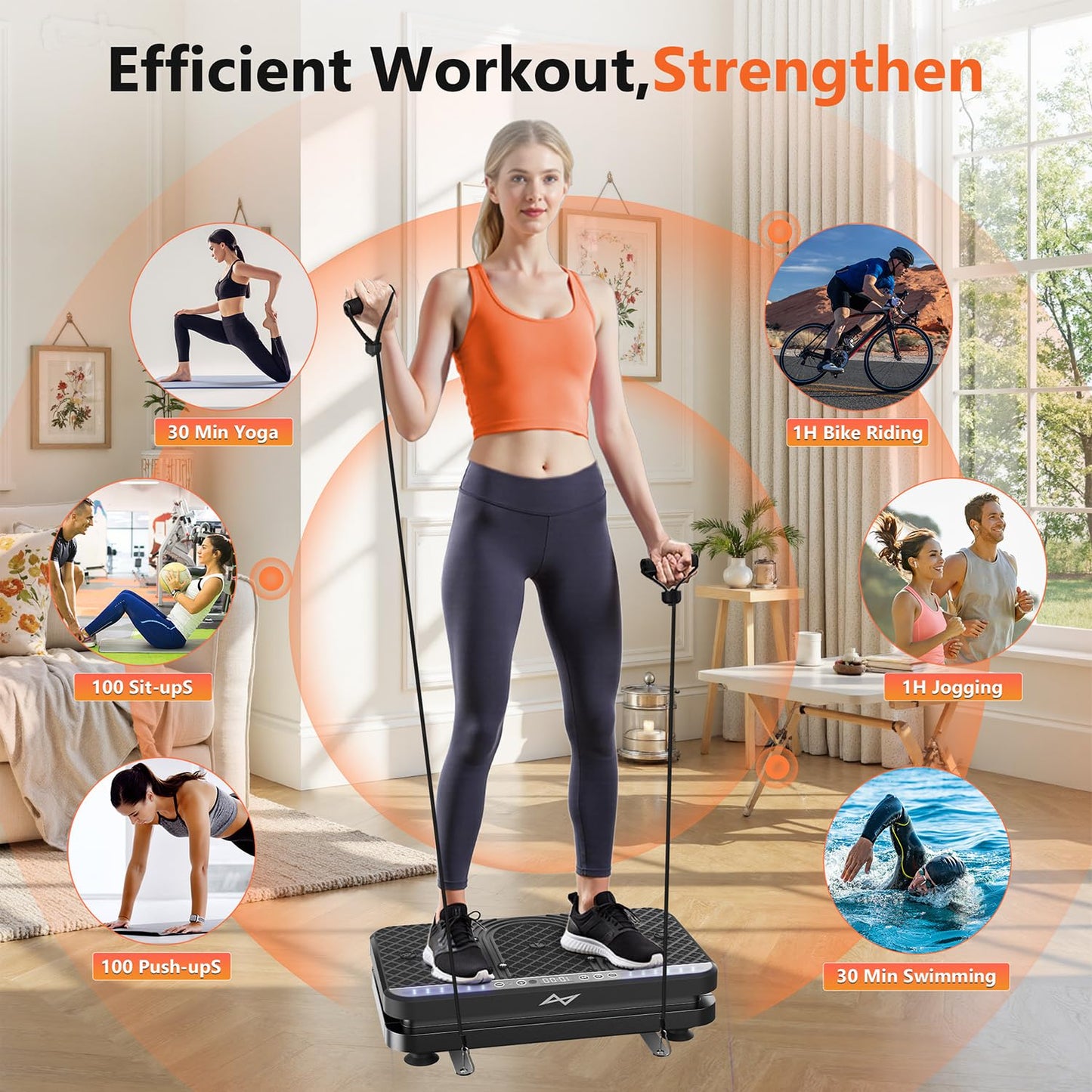 AXV Vibration Plate Fitness Platform Exercise Machine Vibrating Lymphatic Drainage Shaking Full Body Shaker Workout Vibrate Stand Shake Board Sport Gym for Weight Loss Fat Burner for Women Men