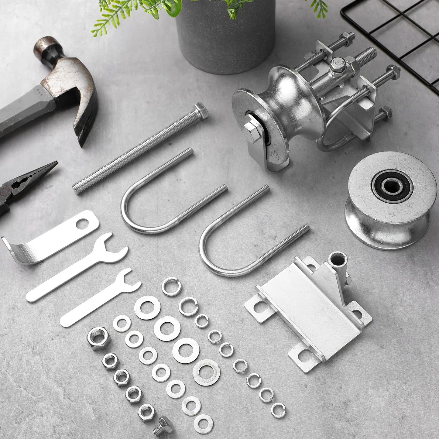 MorningRo 4 Pack Sliding Gate Rollers Rear Pipe Track Wheels for Chain Link Sliding Gates Galvanized Gate Rollers for 1-7/8" Gate Frame Rolls on 1-5/8" Pipe Track Heavy Duty Sliding Gate Wheels