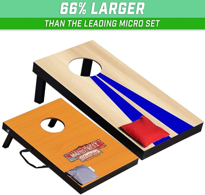 GoSports 2 ft x1 ft Portable Size Cornhole - Choose Classic or Wood Designs - Game Set with 6 Bean Bags - Great for Indoor & Outdoor Play