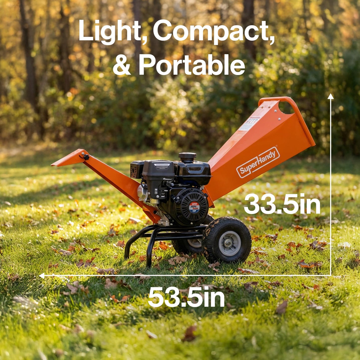 SuperHandy Wood Chipper Shredder Mulcher 7HP Engine Heavy Duty Compact Rotor Assembly Design 3" Inch Max Capacity Aids in Fire Prevention and Building Firebreaks