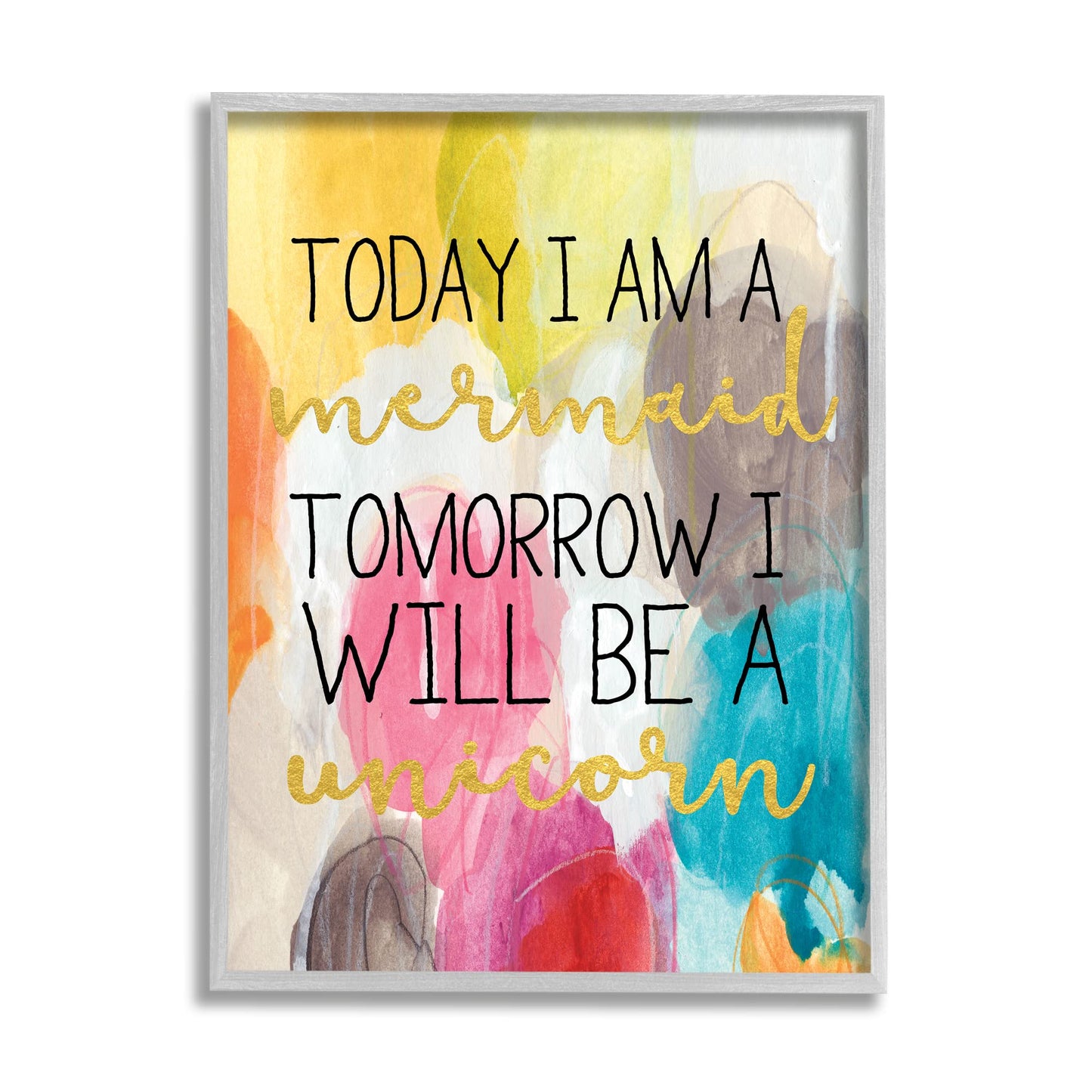 Stupell Industries Today Mermaid Tomorrow Unicorn, Design by Daphne Polselli